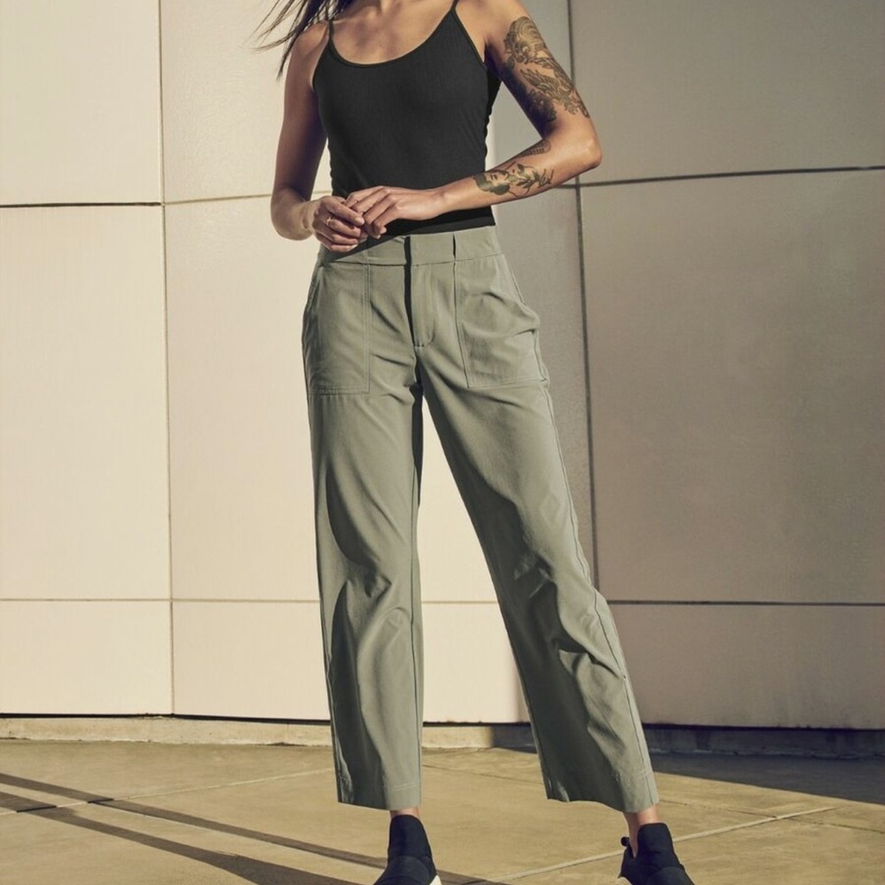 Chic Black Tank Top with Stylish Gray Pants